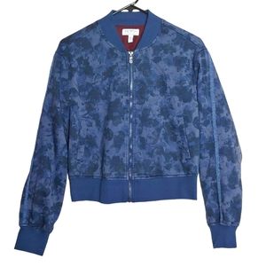 Sofia Vergara Women's Feminine Blue Floral Zip Up Jacket Size Small